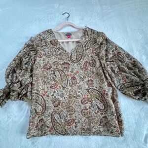 Vince Camuto Paisley-Print Top Women's Large - L